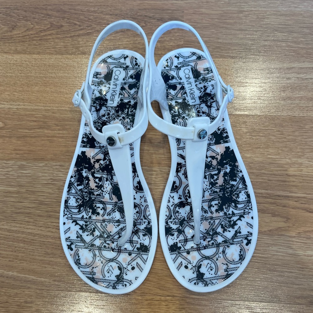 Calvin Klein plastic white sandals